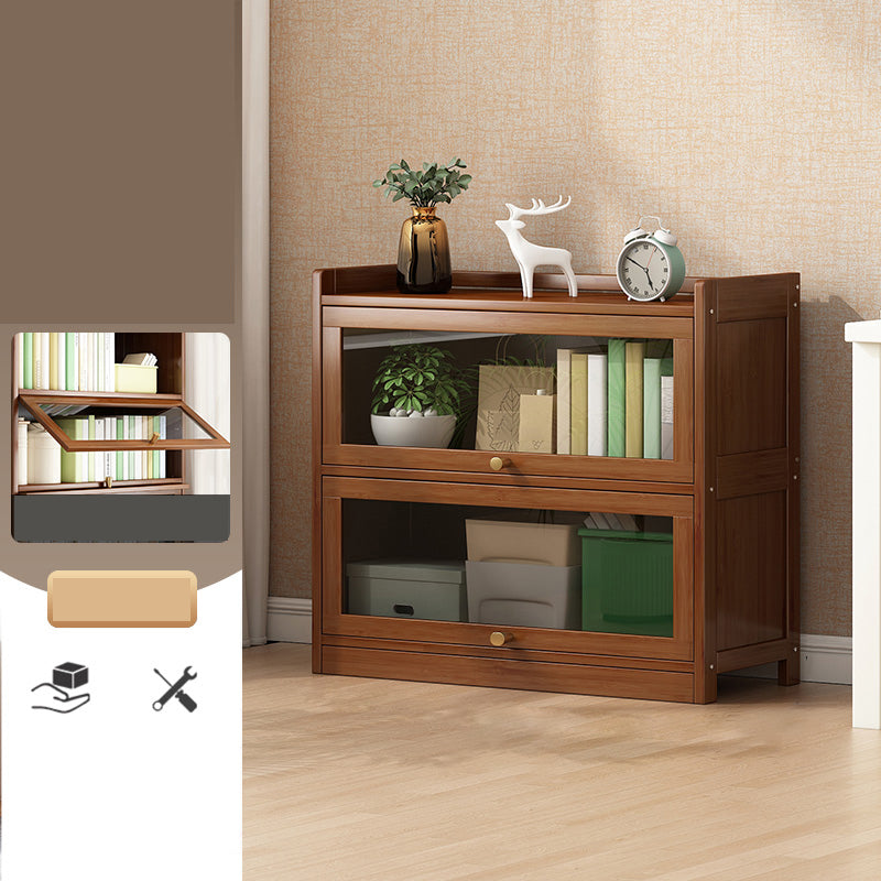 Contemporary Bamboo Bookcase Closed Back Bookshelf with Shelves for Study Room