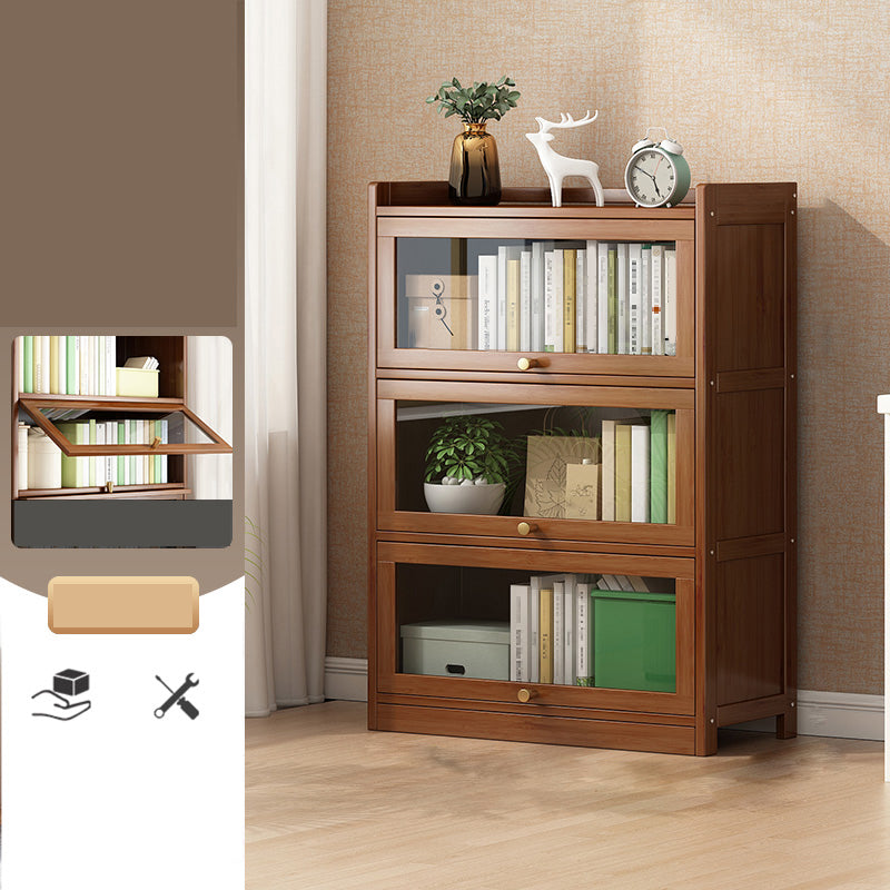 Contemporary Bamboo Bookcase Closed Back Bookshelf with Shelves for Study Room