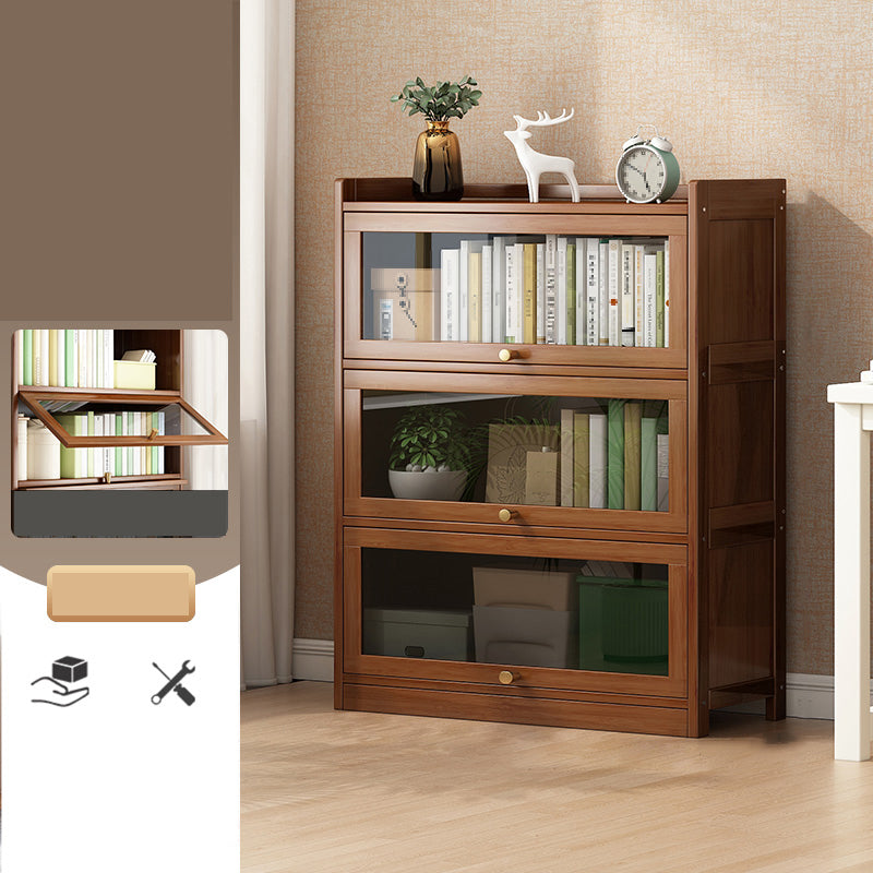 Contemporary Bamboo Bookcase Closed Back Bookshelf with Shelves for Study Room