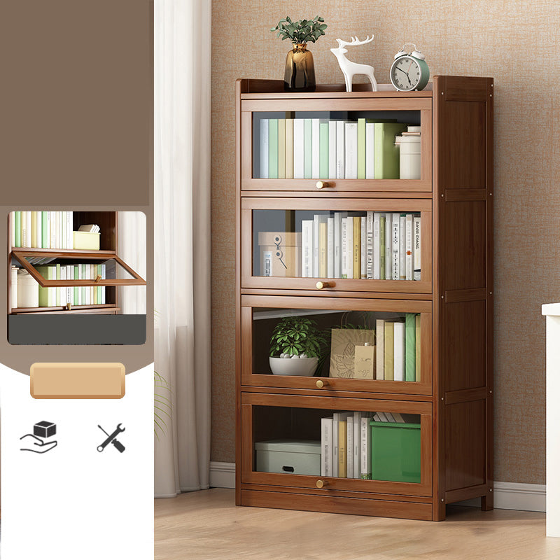 Contemporary Bamboo Bookcase Closed Back Bookshelf with Shelves for Study Room