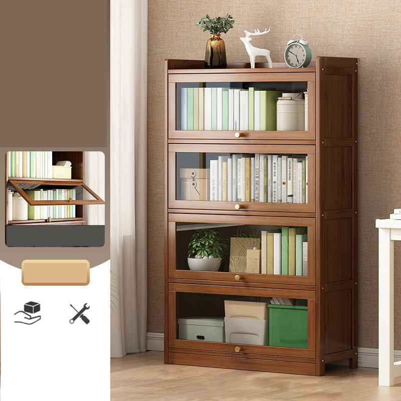 Contemporary Bamboo Bookcase Closed Back Bookshelf with Shelves for Study Room