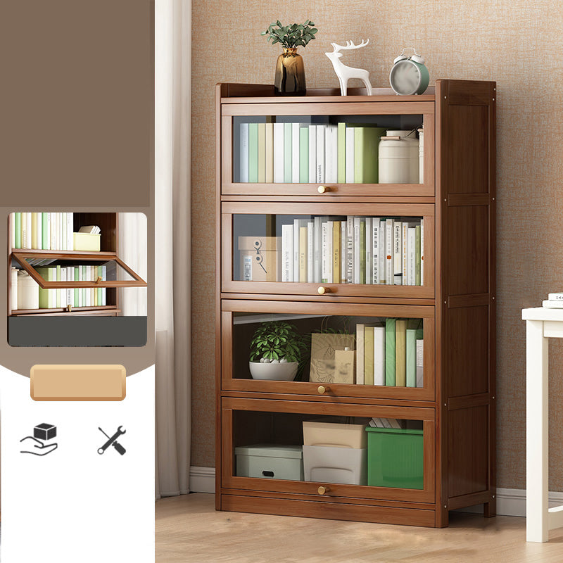 Contemporary Bamboo Bookcase Closed Back Bookshelf with Shelves for Study Room