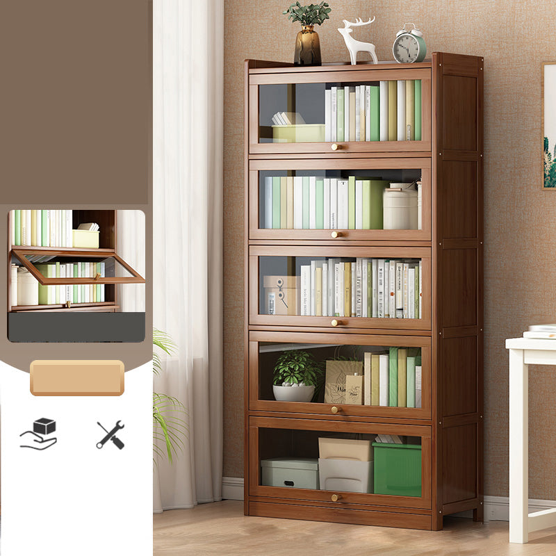 Contemporary Bamboo Bookcase Closed Back Bookshelf with Shelves for Study Room