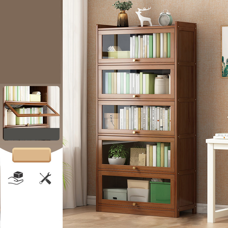 Contemporary Bamboo Bookcase Closed Back Bookshelf with Shelves for Study Room