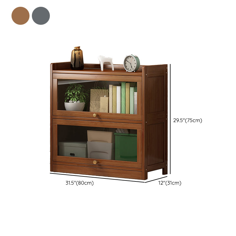 Contemporary Bamboo Bookcase Closed Back Bookshelf with Shelves for Study Room