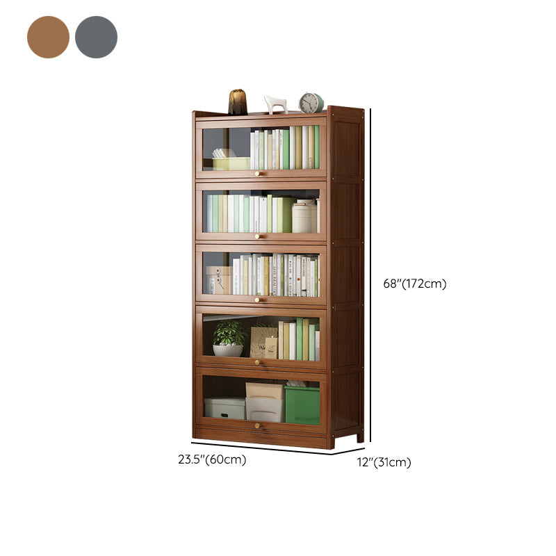 Contemporary Bamboo Bookcase Closed Back Bookshelf with Shelves for Study Room