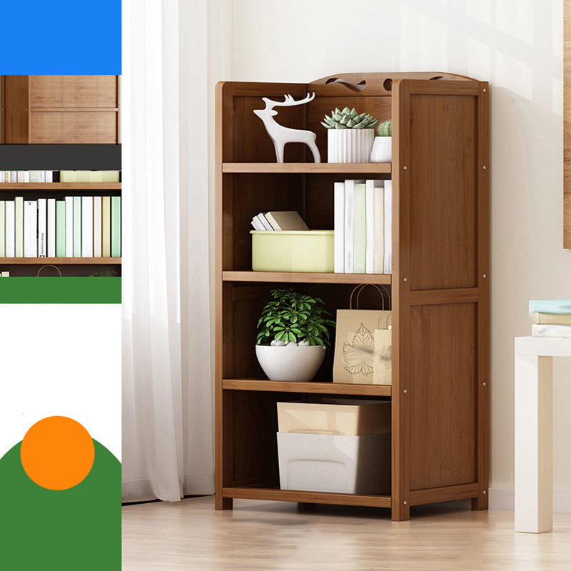 Vertical Contemporary Bamboo Bookcase Open Back Bookshelf for Office