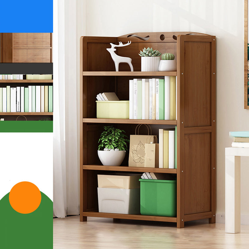 Vertical Contemporary Bamboo Bookcase Open Back Bookshelf for Office