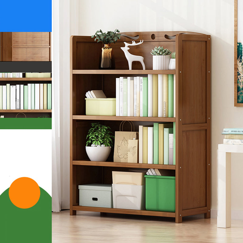 Vertical Contemporary Bamboo Bookcase Open Back Bookshelf for Office