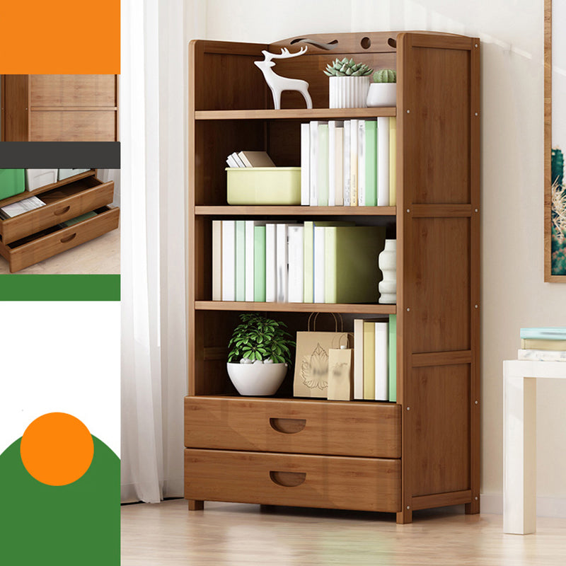 Vertical Contemporary Bamboo Bookcase Open Back Bookshelf for Office