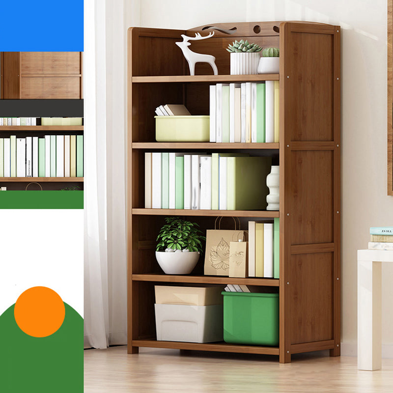 Vertical Contemporary Bamboo Bookcase Open Back Bookshelf for Office