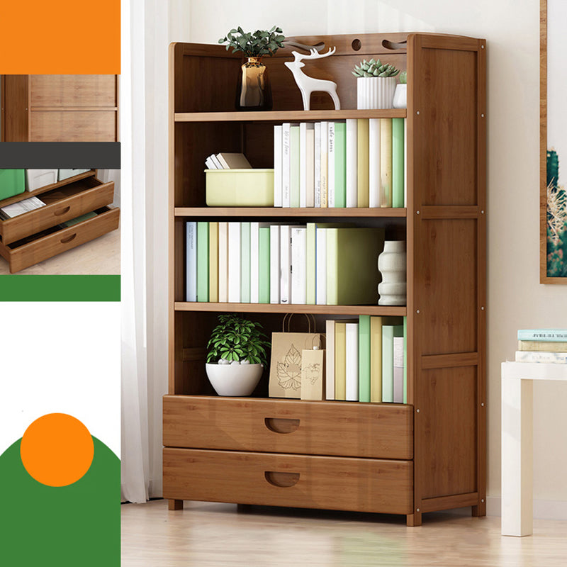 Vertical Contemporary Bamboo Bookcase Open Back Bookshelf for Office