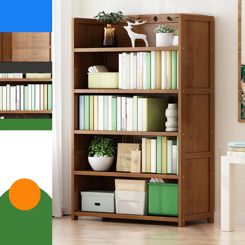 Vertical Contemporary Bamboo Bookcase Open Back Bookshelf for Office