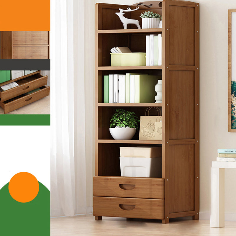 Vertical Contemporary Bamboo Bookcase Open Back Bookshelf for Office