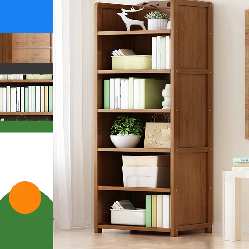 Vertical Contemporary Bamboo Bookcase Open Back Bookshelf for Office