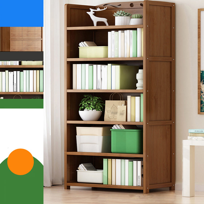 Vertical Contemporary Bamboo Bookcase Open Back Bookshelf for Office