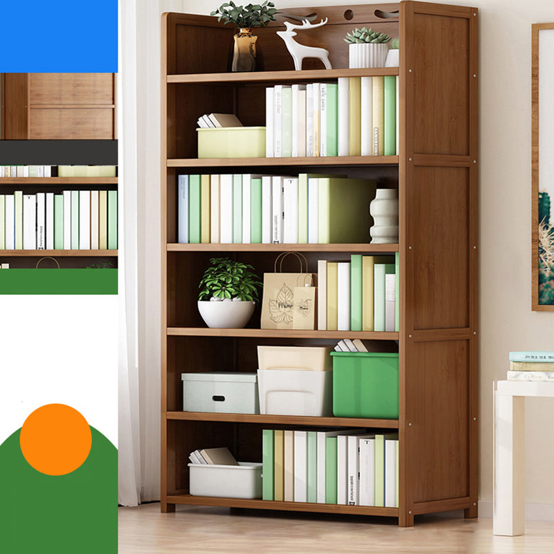 Vertical Contemporary Bamboo Bookcase Open Back Bookshelf for Office