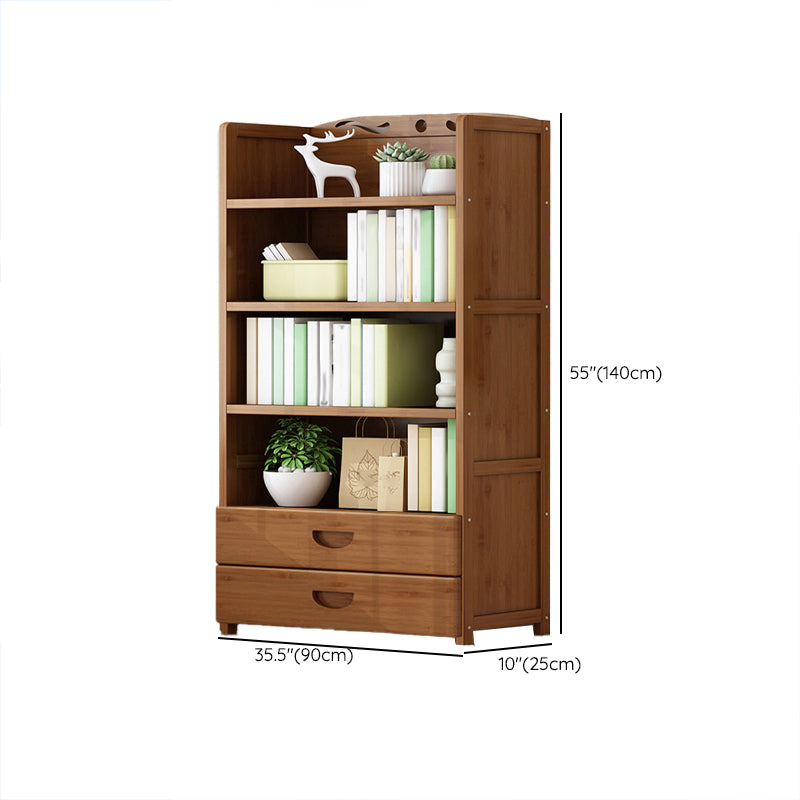 Vertical Contemporary Bamboo Bookcase Open Back Bookshelf for Office