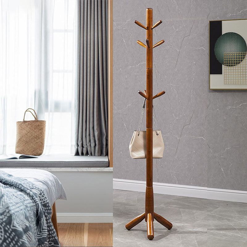 Contemporary Coat Rack Solid Wood Clothes Hanger for Living Room