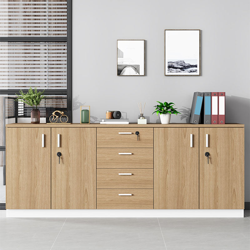 Modern Brown Engineered Wood File Cabinet with Lock Storage for Home Office