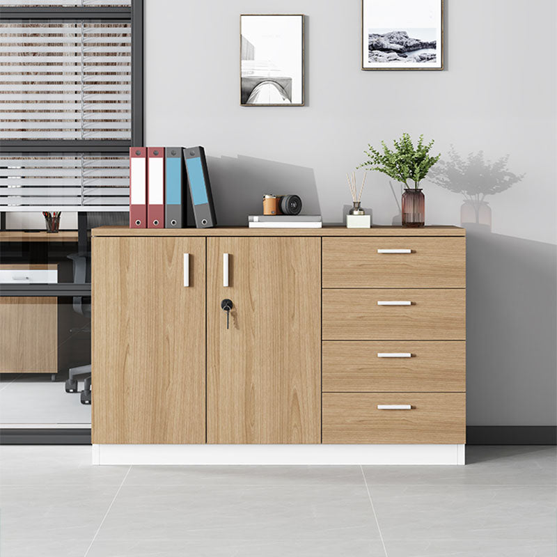 Modern Brown Engineered Wood File Cabinet with Lock Storage for Home Office