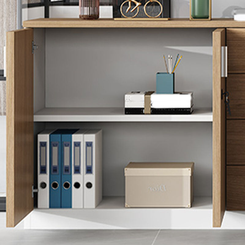 Modern Brown Engineered Wood File Cabinet with Lock Storage for Home Office