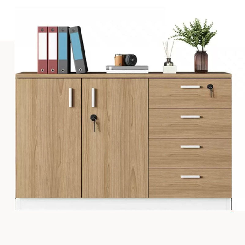 Modern Brown Engineered Wood File Cabinet with Lock Storage for Home Office