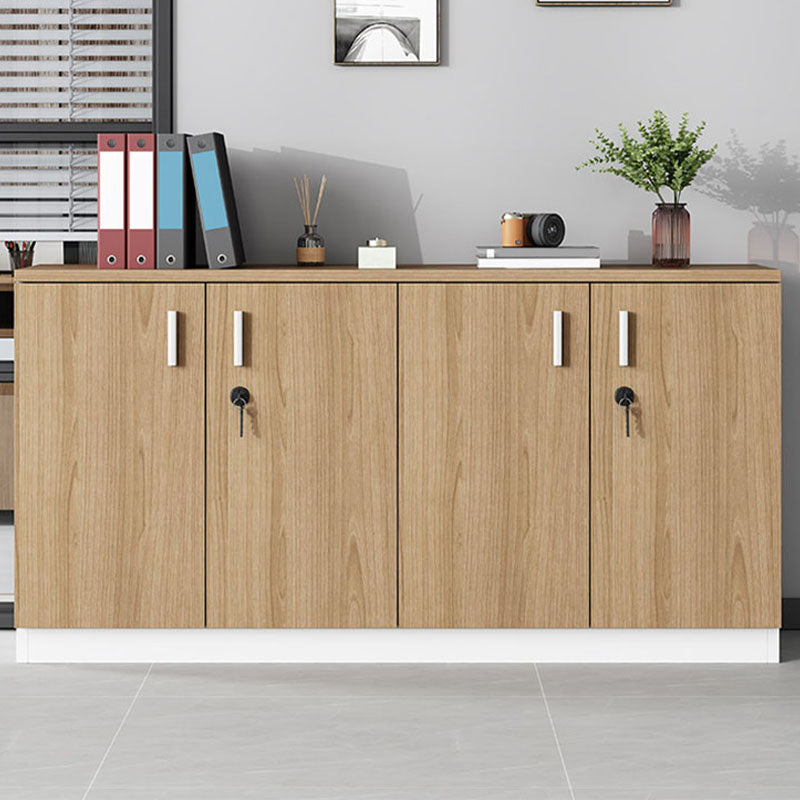 Modern Brown Engineered Wood File Cabinet with Lock Storage for Home Office