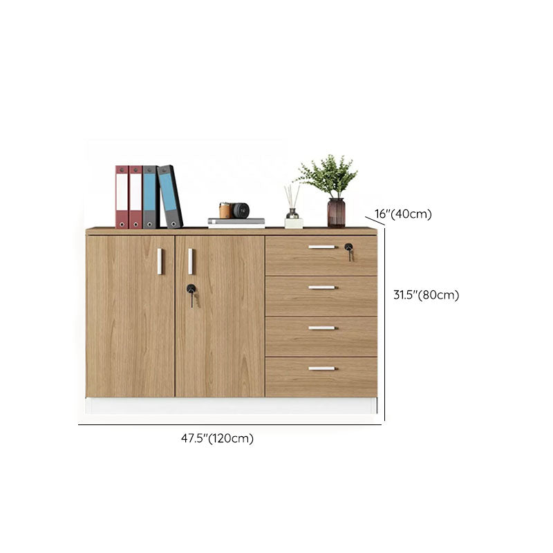 Modern Brown Engineered Wood File Cabinet with Lock Storage for Home Office