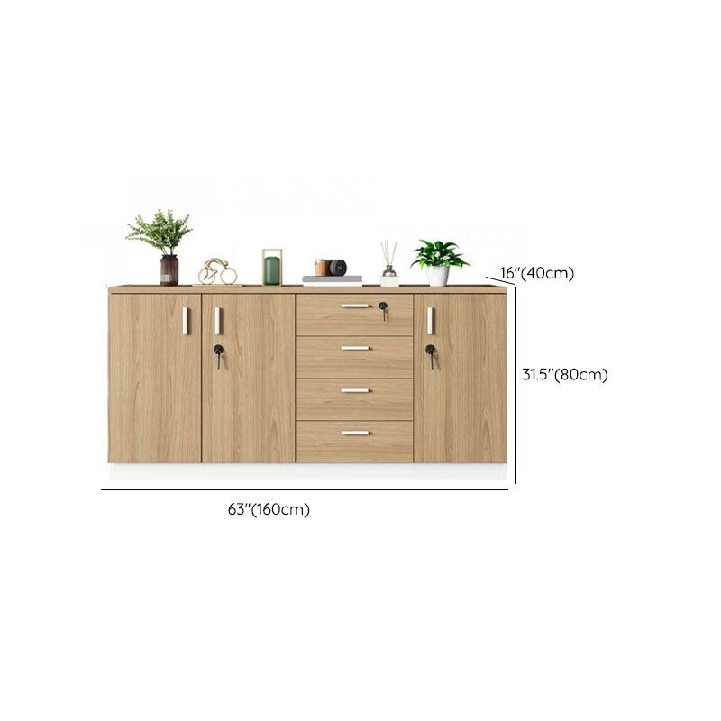 Modern Brown Engineered Wood File Cabinet with Lock Storage for Home Office