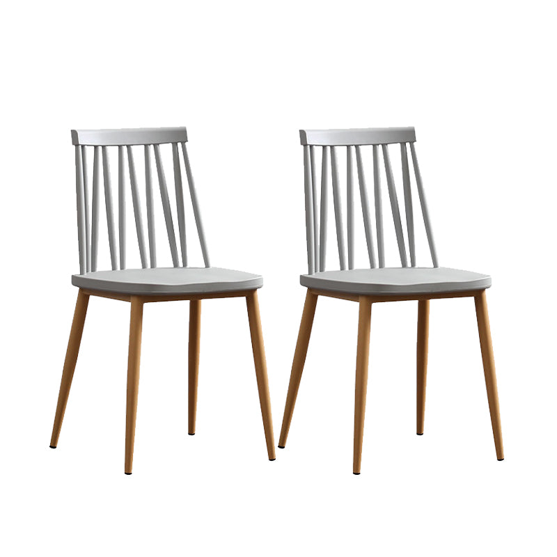 Nordic Metal Dining Chairs Slat Back Armless Chairs for Dining Room