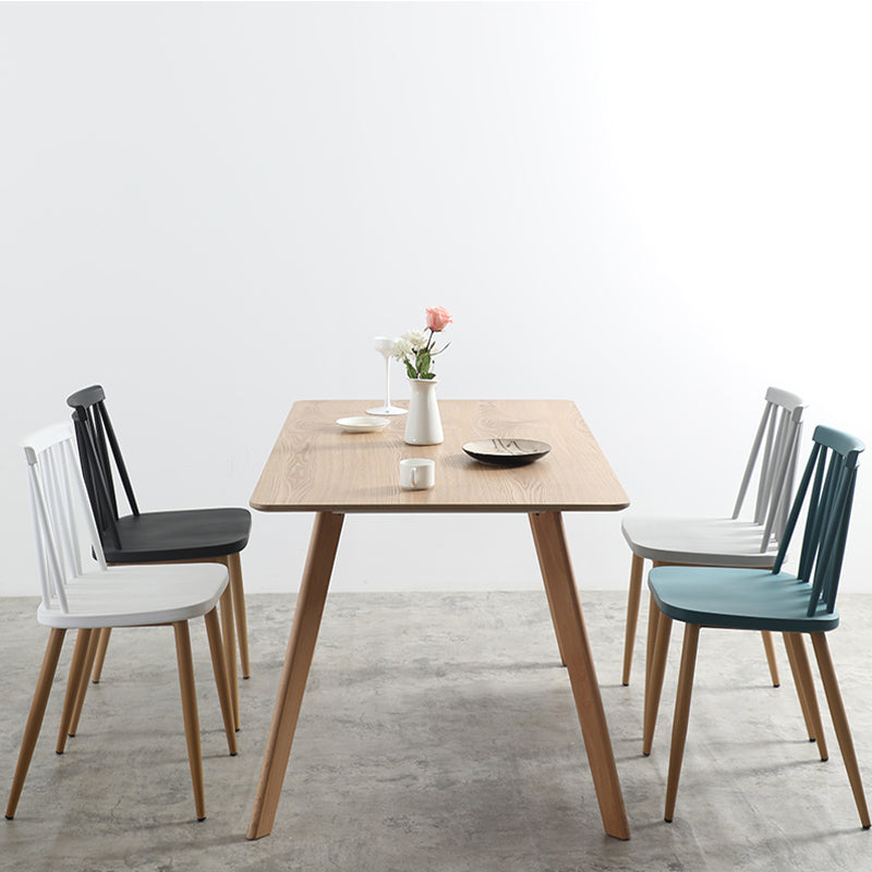 Nordic Metal Dining Chairs Slat Back Armless Chairs for Dining Room