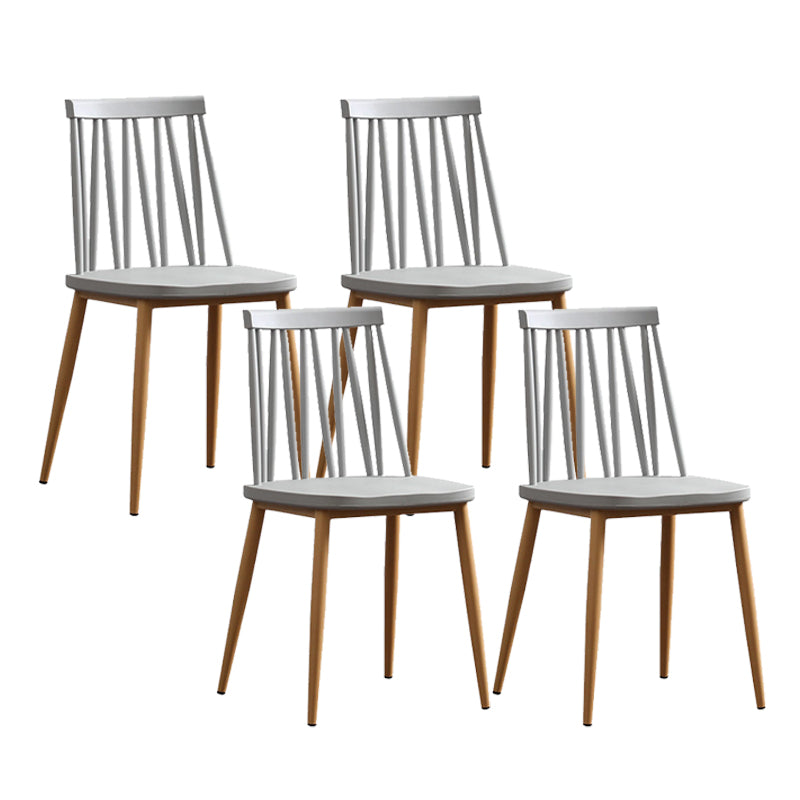 Nordic Metal Dining Chairs Slat Back Armless Chairs for Dining Room