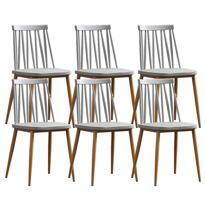 Nordic Metal Dining Chairs Slat Back Armless Chairs for Dining Room