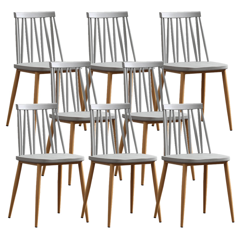 Nordic Metal Dining Chairs Slat Back Armless Chairs for Dining Room