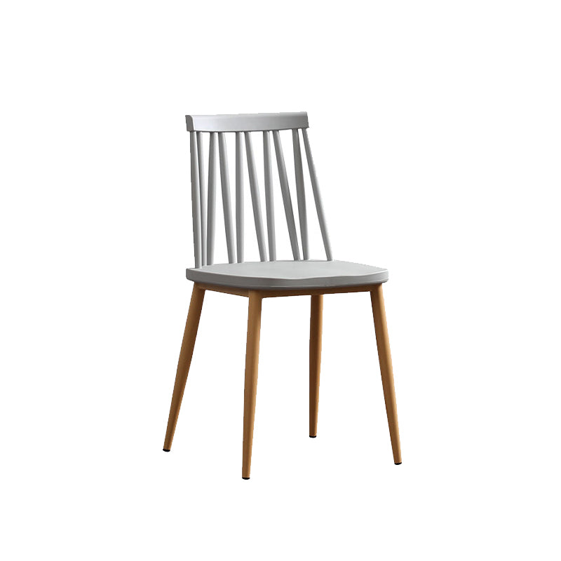 Nordic Metal Dining Chairs Slat Back Armless Chairs for Dining Room