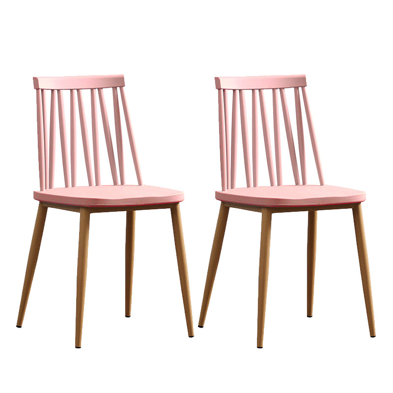 Nordic Metal Dining Chairs Slat Back Armless Chairs for Dining Room