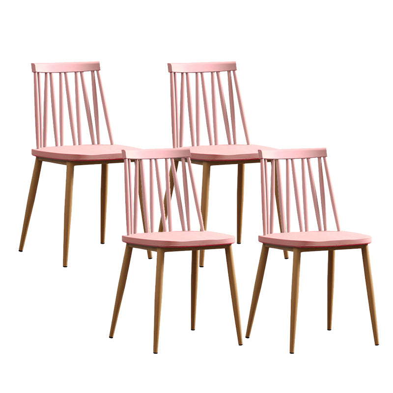 Nordic Metal Dining Chairs Slat Back Armless Chairs for Dining Room