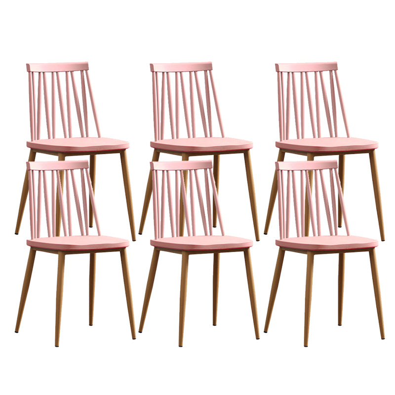 Nordic Metal Dining Chairs Slat Back Armless Chairs for Dining Room