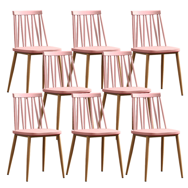 Nordic Metal Dining Chairs Slat Back Armless Chairs for Dining Room