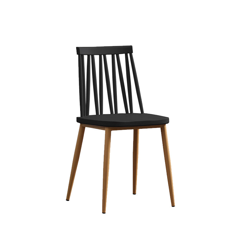 Nordic Metal Dining Chairs Slat Back Armless Chairs for Dining Room