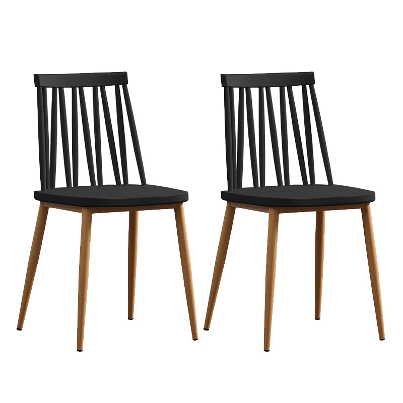 Nordic Metal Dining Chairs Slat Back Armless Chairs for Dining Room