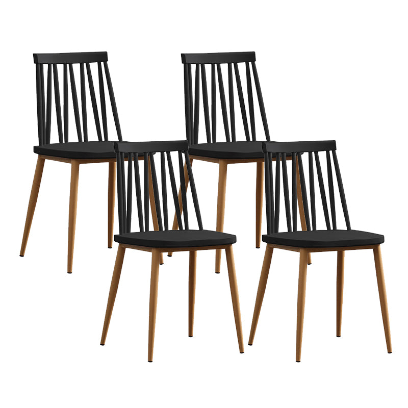 Nordic Metal Dining Chairs Slat Back Armless Chairs for Dining Room