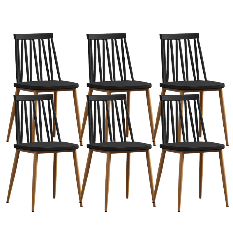 Nordic Metal Dining Chairs Slat Back Armless Chairs for Dining Room