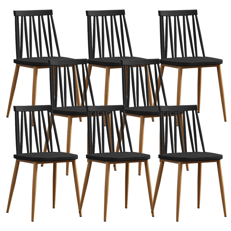 Nordic Metal Dining Chairs Slat Back Armless Chairs for Dining Room