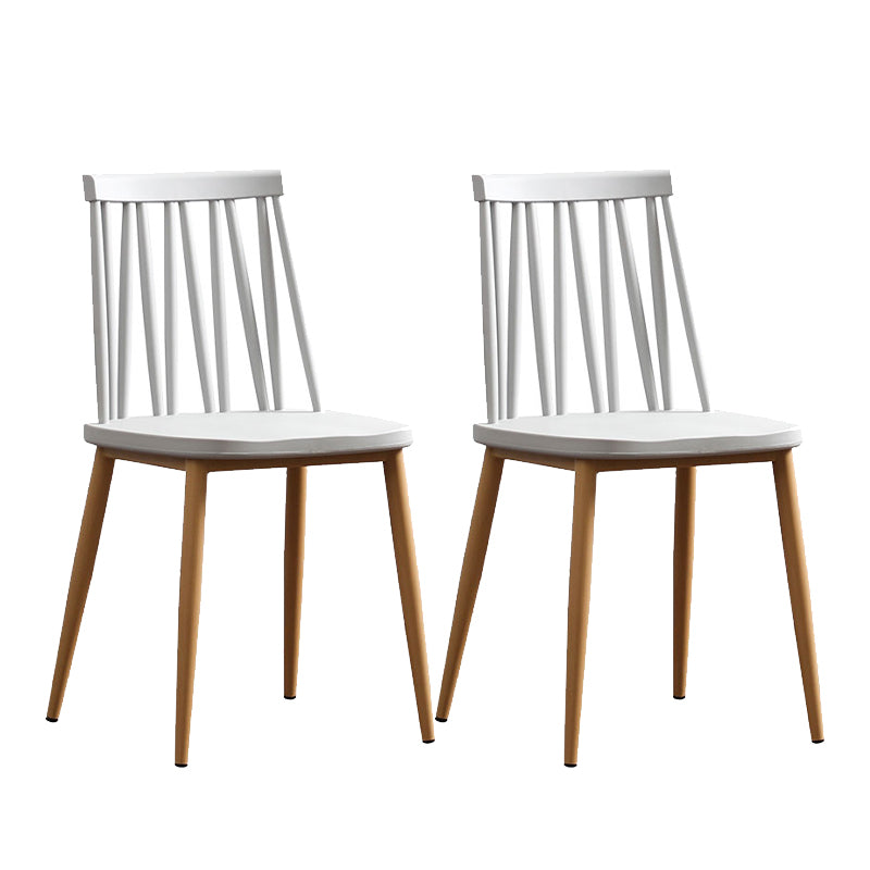 Nordic Metal Dining Chairs Slat Back Armless Chairs for Dining Room