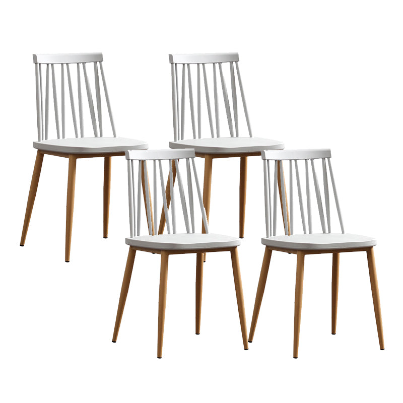 Nordic Metal Dining Chairs Slat Back Armless Chairs for Dining Room