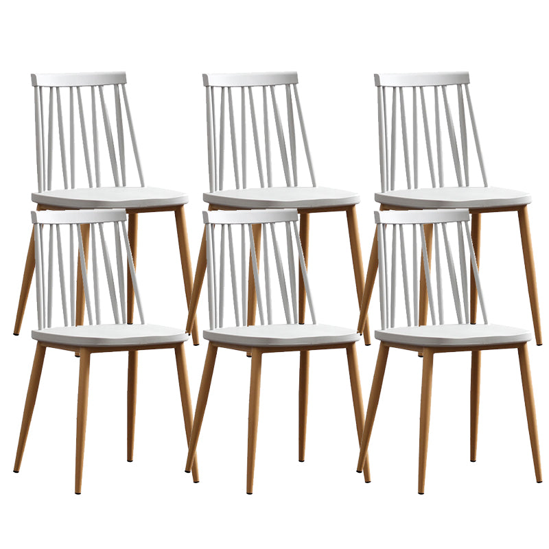 Nordic Metal Dining Chairs Slat Back Armless Chairs for Dining Room