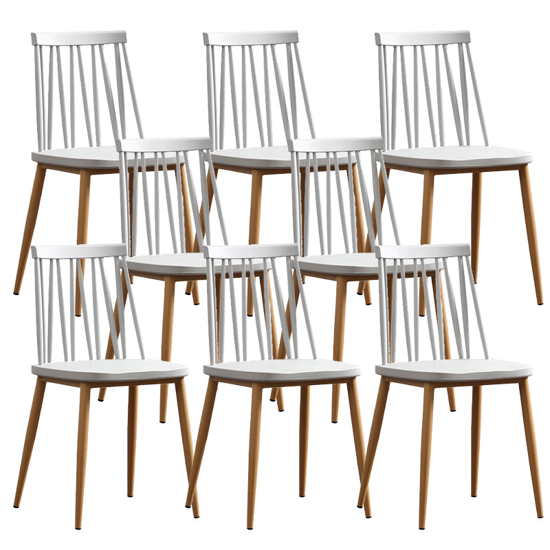 Nordic Metal Dining Chairs Slat Back Armless Chairs for Dining Room