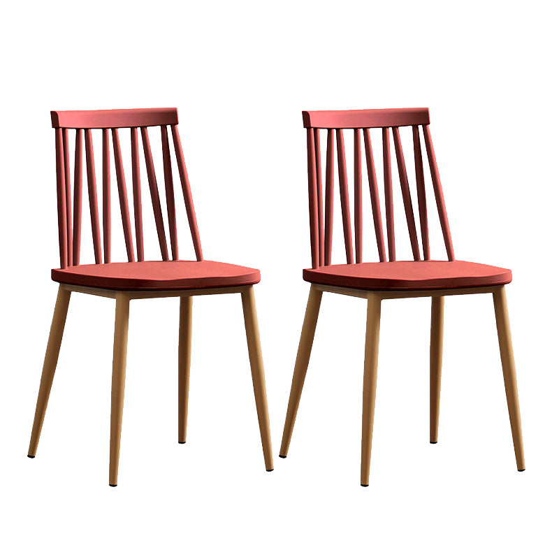 Nordic Metal Dining Chairs Slat Back Armless Chairs for Dining Room